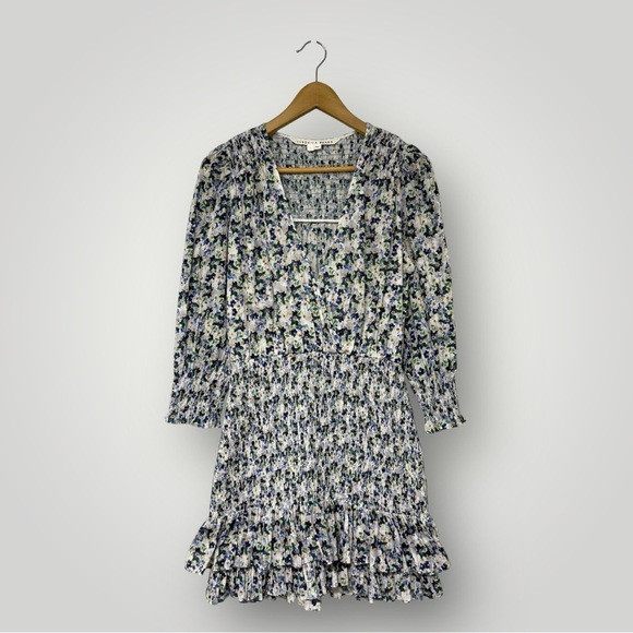 VERONICA BEARD Darrah Smocked Floral Mini Dress Sz 2 - Picture 2 of 16